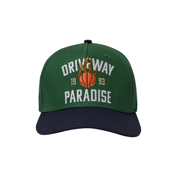 DRIVEWAY PARADISE - DP HOOPS FIVE PANEL HAT - GREEN -