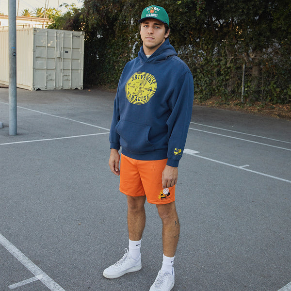 DRIVEWAY PARADISE - HEAVYWEIGHT HOOPS HOODIE - NAVY -